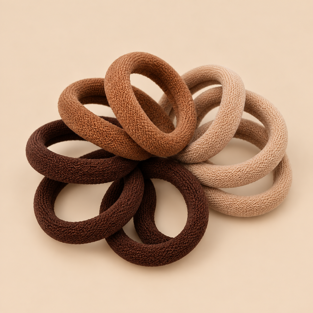 Haarelastieken Natural Mix beige bruin 4 cm set van 8 | De HaarBoetiek