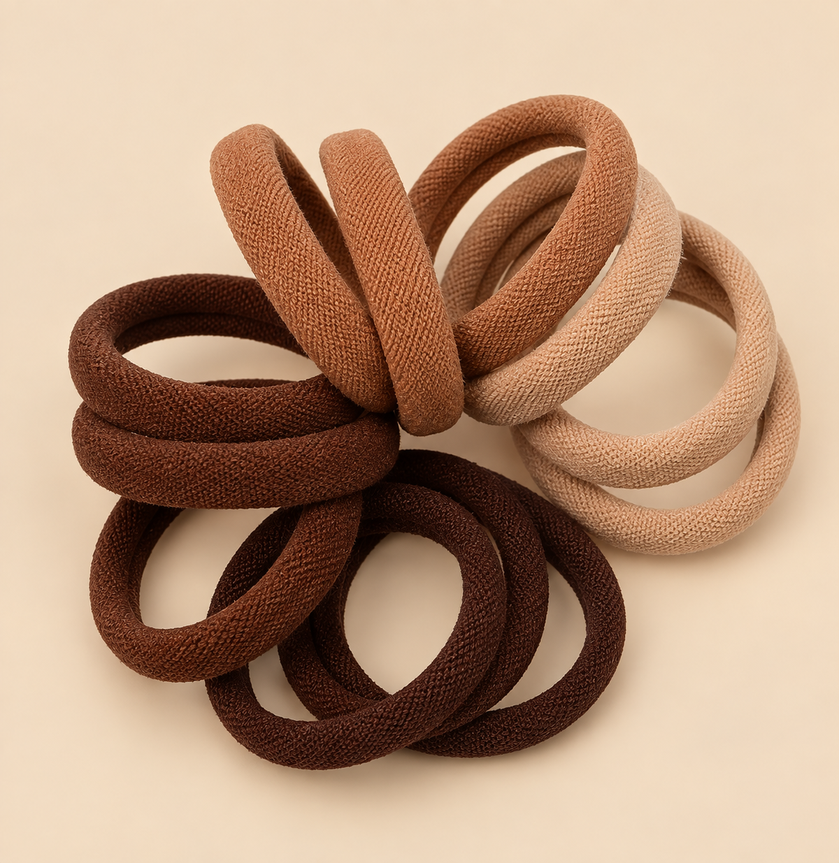 Grote haarelastieken natural mix beige bruin 5 cm set 6 stuks | De HaarBoetiek