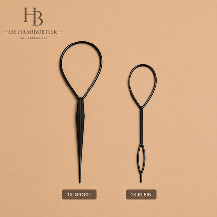 De HaarBoetiek haarloop set met 1 grote en 1 kleine zwarte stylingtool