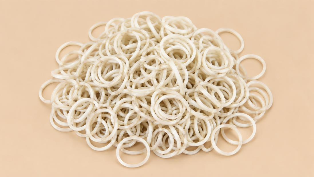 Beige witte mini rubber bands 250 kleine haarelastiekjes | De HaarBoetiek