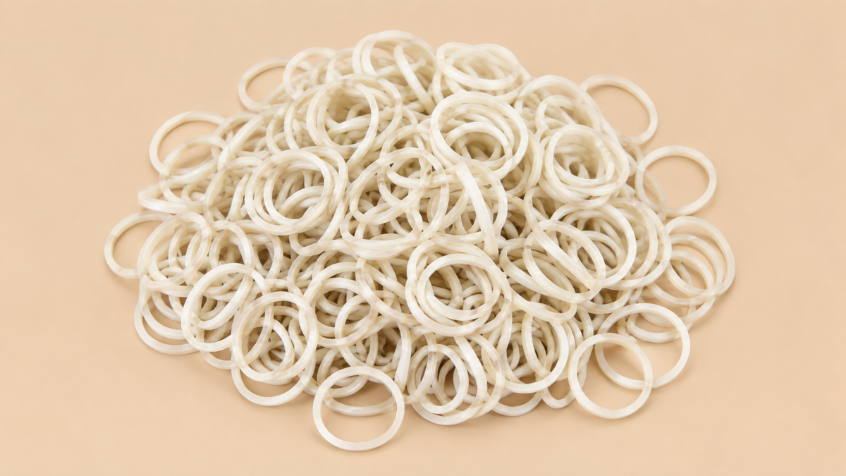 Beige witte mini rubber bands 250 kleine haarelastiekjes | De HaarBoetiek