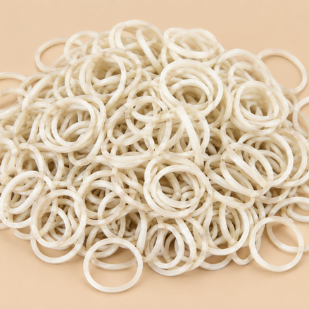Beige witte mini rubber bands 250 kleine haarelastiekjes | De HaarBoetiek
