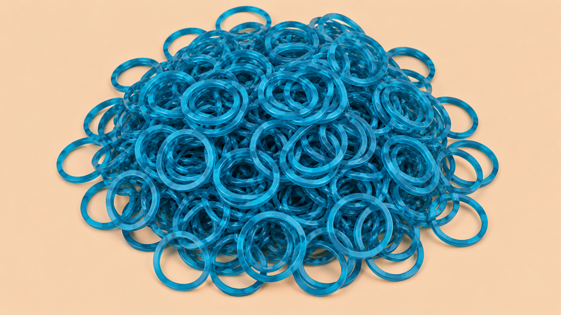 Blauwe mini rubber bands 250 kleine haarelastiekjes | De HaarBoetiek