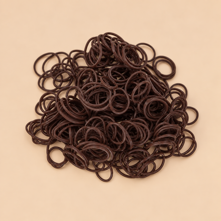 Donkerbruine mini rubber bands kleine haarelastiekjes 250 stuks | De HaarBoetiek