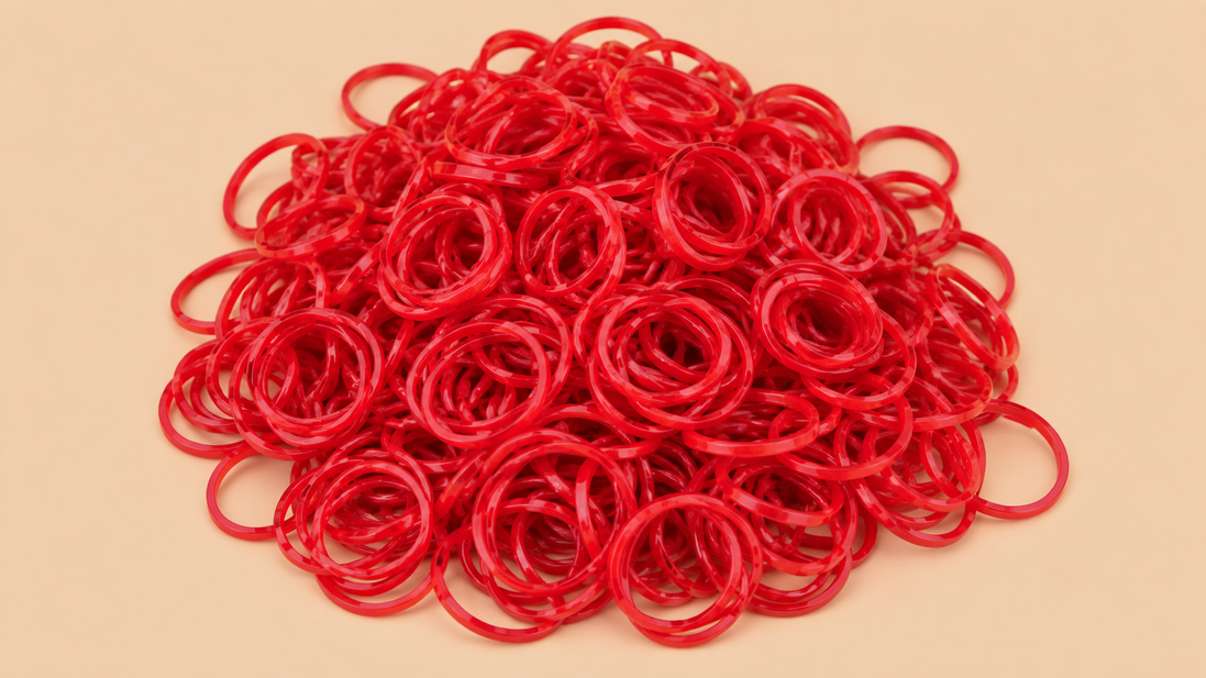 Rode mini rubber bands 250 kleine haarelastiekjes | De HaarBoetiek