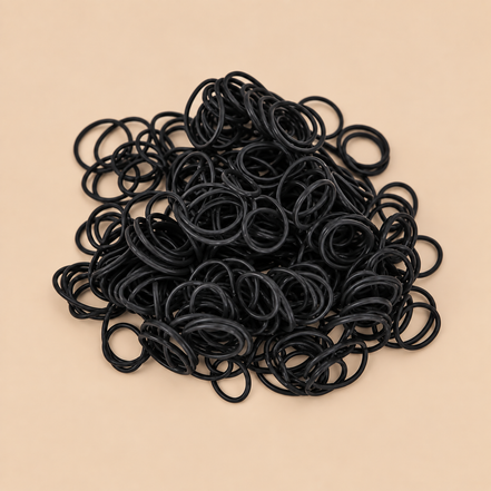 Zwarte mini rubber bands kleine haarelastiekjes 250 stuks | De HaarBoetiek