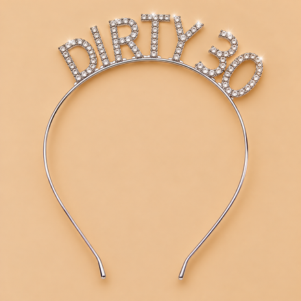 Dirty 30 Diadeem – Zilver met Strass – De HaarBoetiek