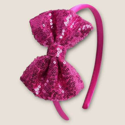 Disco Bow Tie haarband roze met pailletten