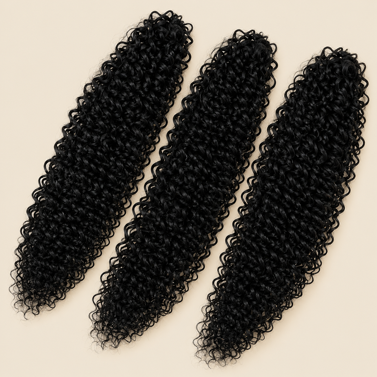 Dream Curly krullend haar 50 cm 300 g kleur 1B op beige achtergrond