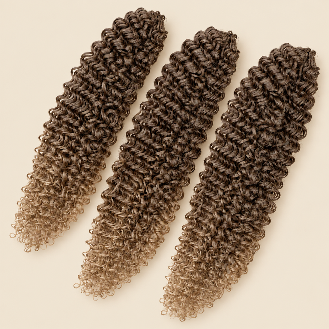 Dream Curly krullend haar 50 cm 300 g kleur T042 op beige achtergrond