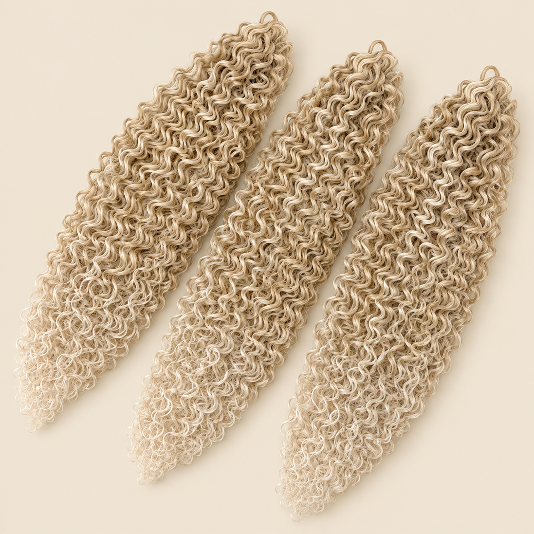Dream Curly krullend haar 50 cm 300 g kleur T16A/56C op beige achtergrond