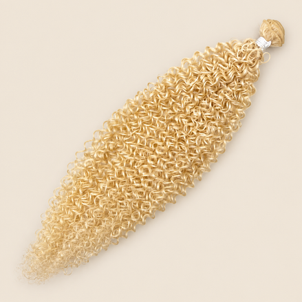 Dream Curly krullend haar 60 cm 100 g blond (kleur 613) op beige achtergrond