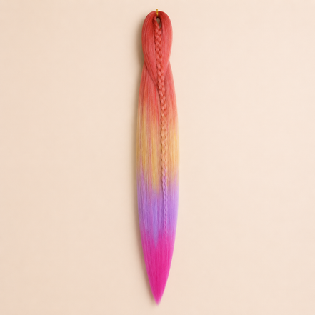Easy Braid kanekalon vlechthaar kleur 4-11 – Red/Yellow/Mint/Hot Plum, één bundel