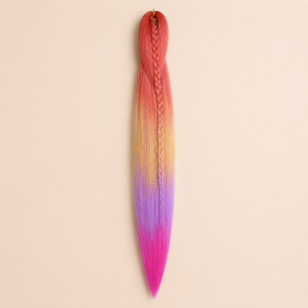 Easy Braid kanekalon vlechthaar kleur 4-11 – Red/Yellow/Mint/Hot Plum, één bundel