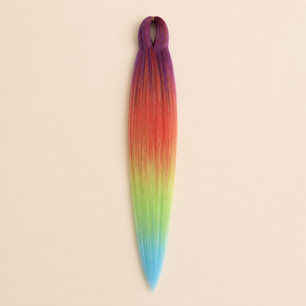 Easy Braid kanekalon vlechthaar kleur 4-13 – Purple/Red/Yellow/Mint, één bundel