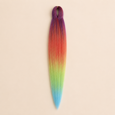 Easy Braid kanekalon vlechthaar kleur 4-13 – Purple/Red/Yellow/Mint, één bundel