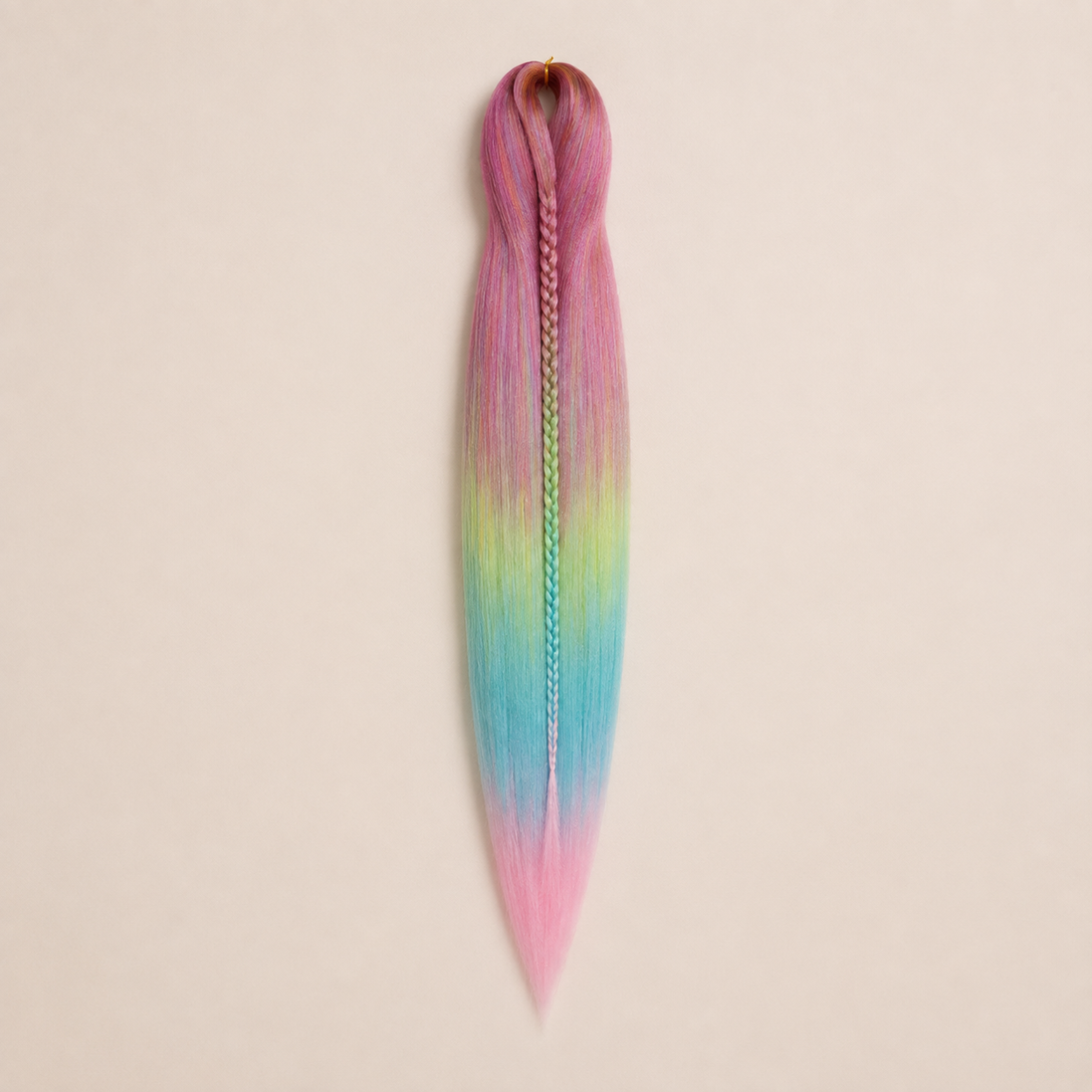 Easy Braid kanekalon vlechthaar kleur 4-5 – Hot Plum/Yellow/D-Mint/L-Mint, één bundel