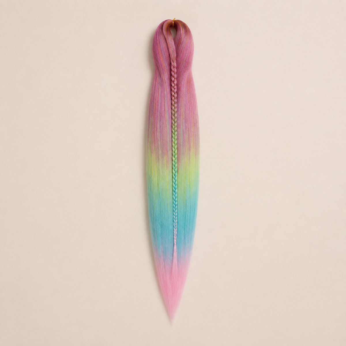 Easy Braid kanekalon vlechthaar kleur 4-5 – Hot Plum/Yellow/D-Mint/L-Mint, één bundel