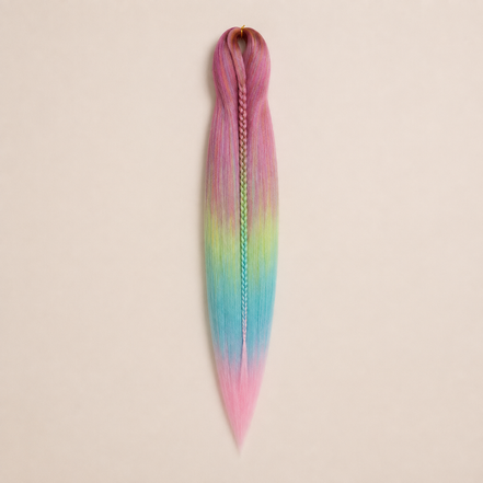 Easy Braid kanekalon vlechthaar kleur 4-5 – Hot Plum/Yellow/D-Mint/L-Mint, één bundel