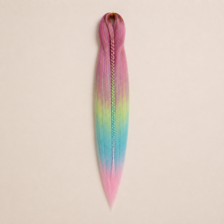 Easy Braid kanekalon vlechthaar kleur 4-5 – Hot Plum/Yellow/D-Mint/L-Mint, één bundel
