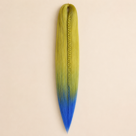 Easy Braid kanekalon vlechthaar kleur 2-3 – Yellow/L-Blue, één bundel