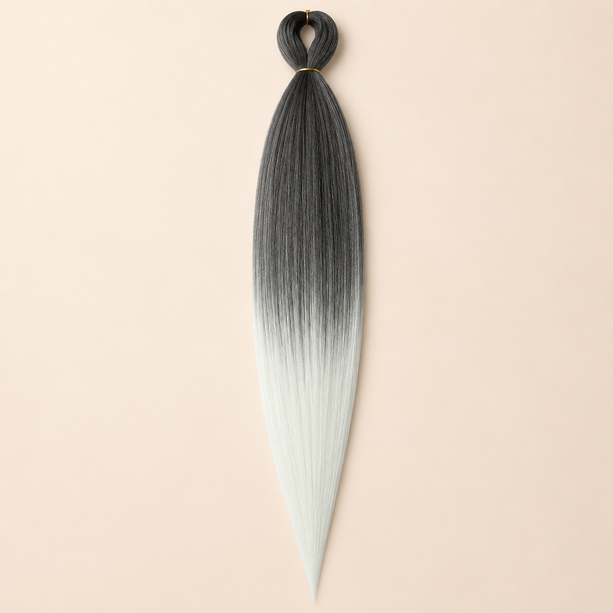 Easy Braid Kanekalon vlechthaar Zwart Wit Ombré, kleurcode 2-81, op lichtbeige achtergrond