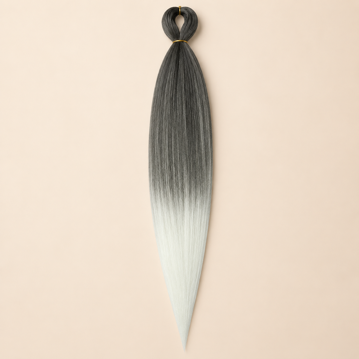 Easy Braid Kanekalon vlechthaar Antraciet Wit Ombré, kleurcode 2-82, op lichtbeige achtergrond