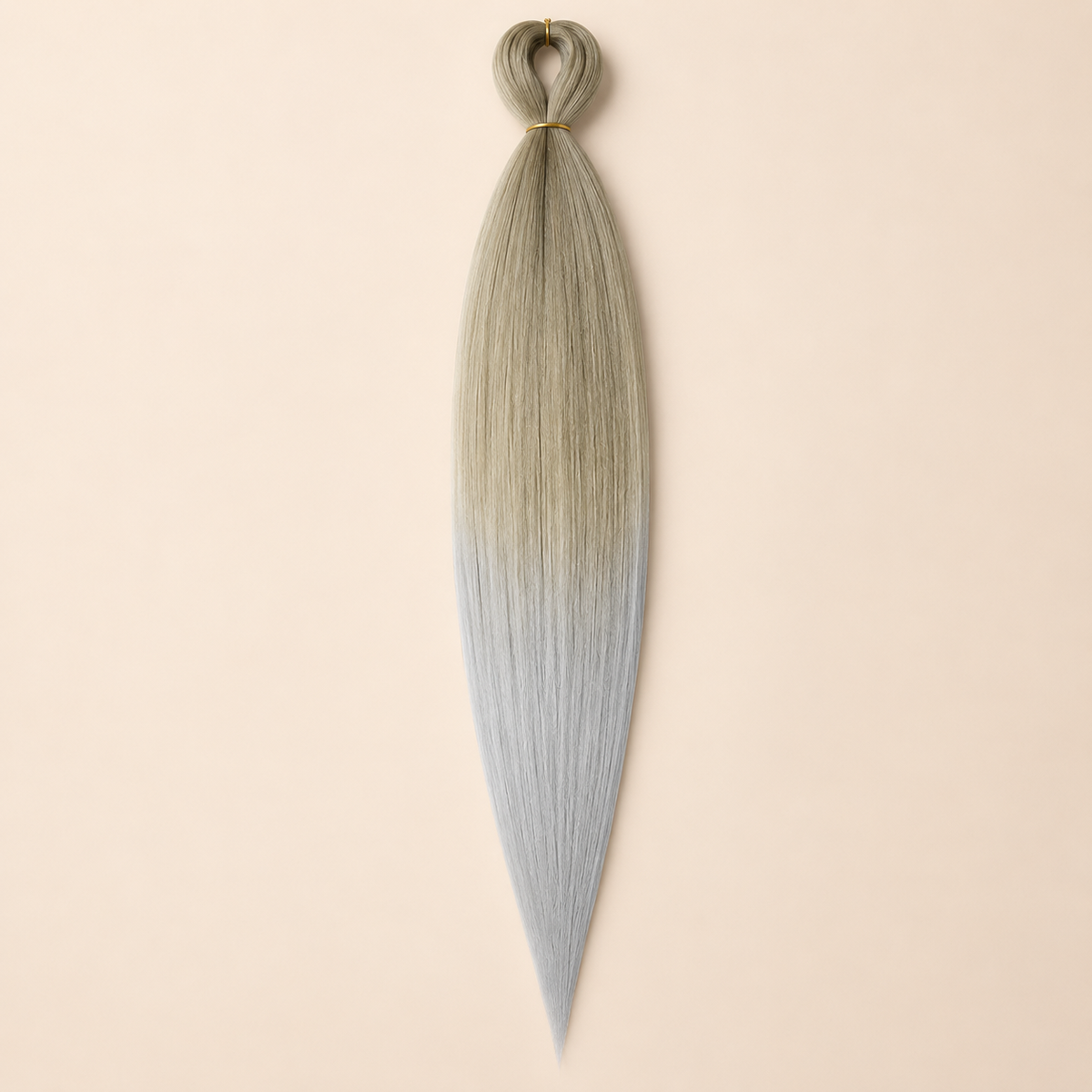 Easy Braid Kanekalon vlechthaar Zandblond Grijs Ombré, kleurcode 2-84, op lichtbeige achtergrond