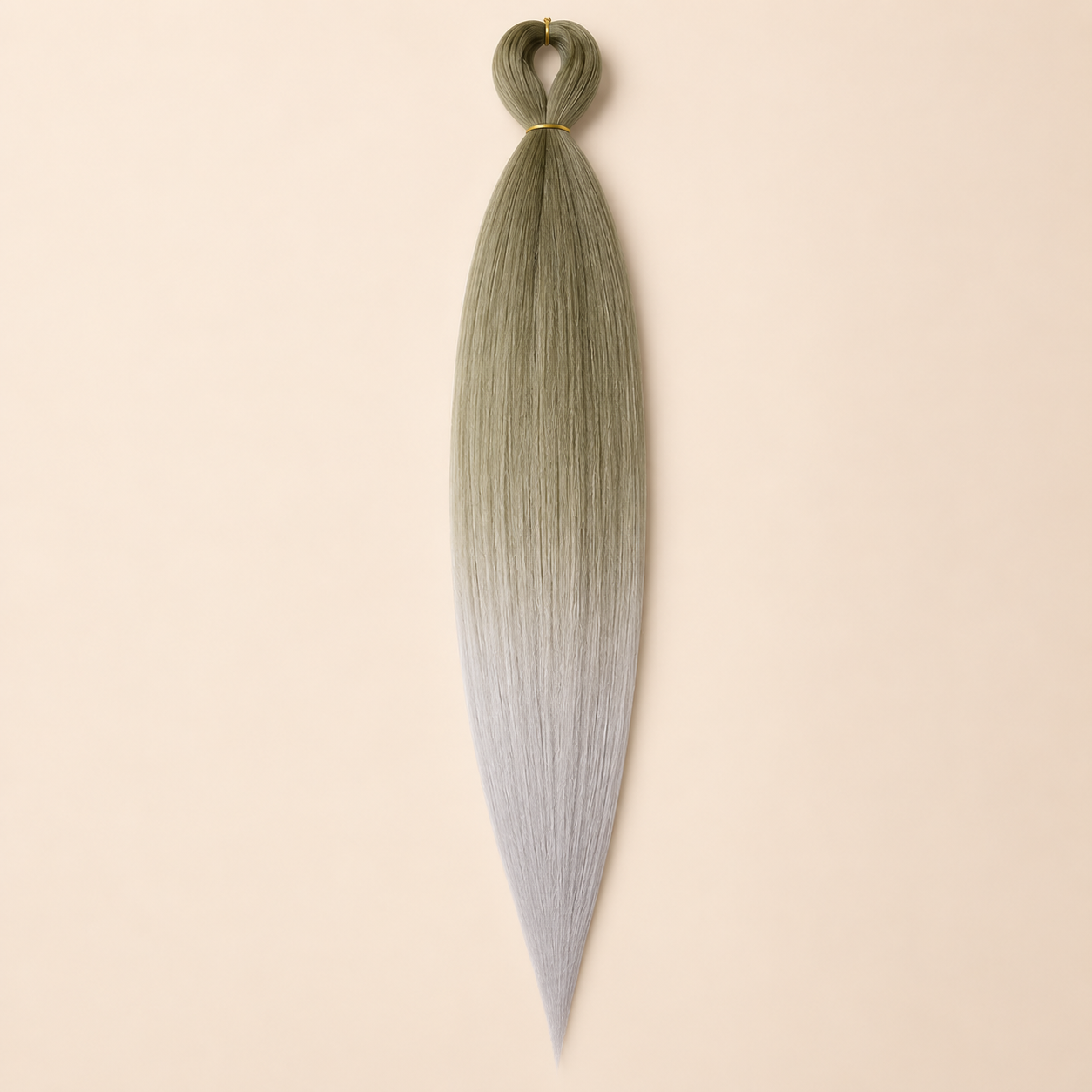 Easy Braid Kanekalon vlechthaar Olijfblond Lavendelgrijs Ombré, kleurcode 2-86, op lichtbeige achtergrond