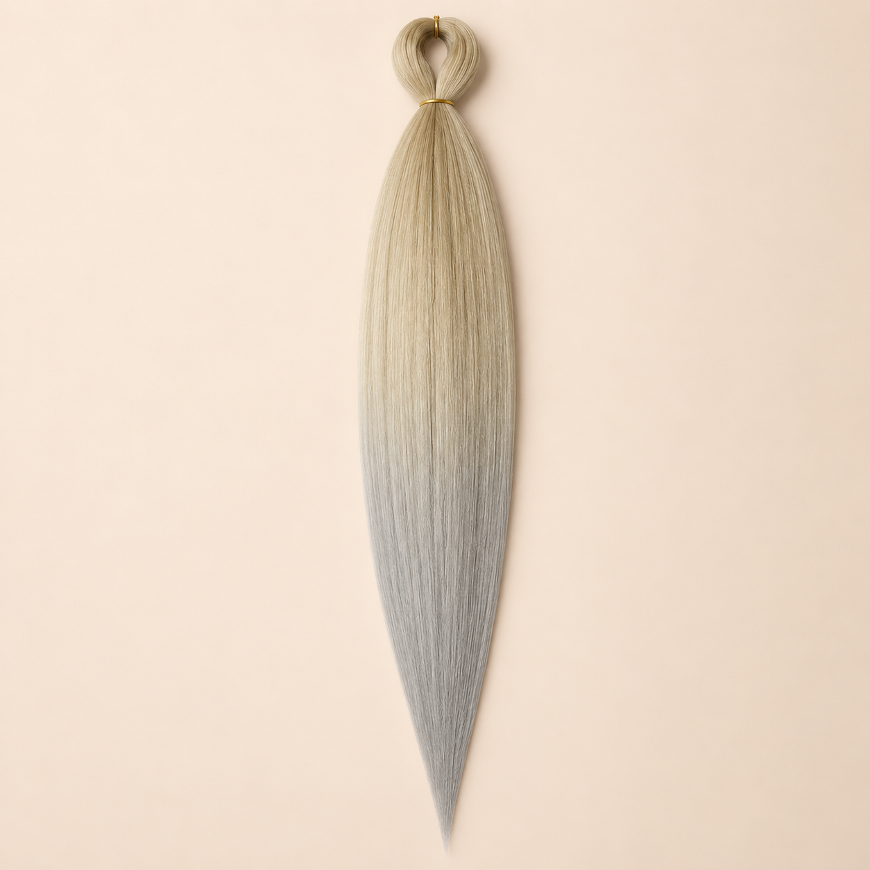 Easy Braid Kanekalon vlechthaar Lichtblond Grijs Ombré, kleurcode 2-87, op lichtbeige achtergrond