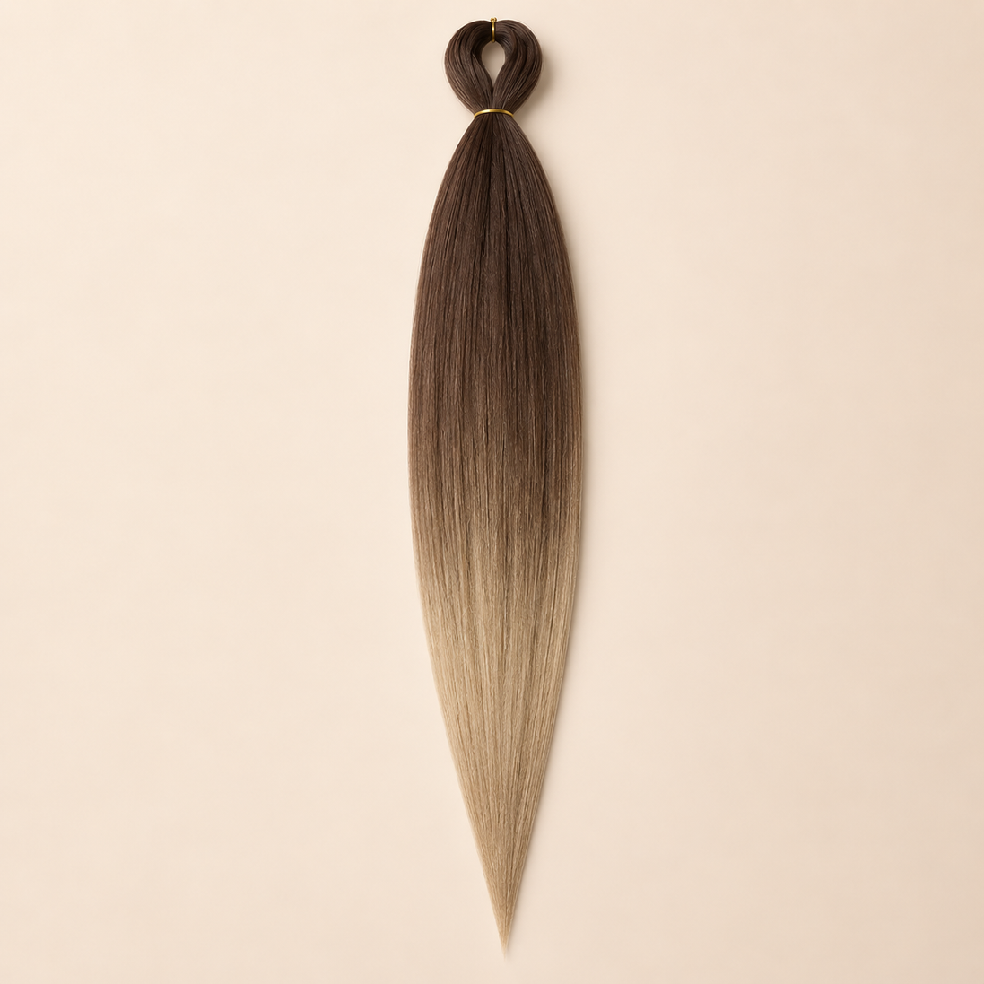 Easy Braid Kanekalon vlechthaar Donkerbruin Beige Blond Ombré, kleurcode 2-92, op lichtbeige achtergrond