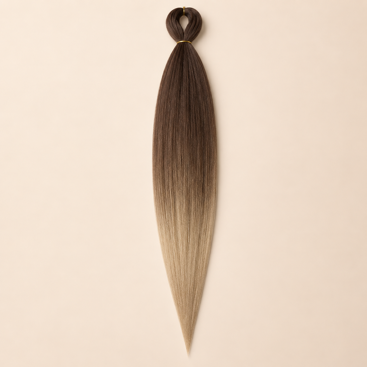 Easy Braid Kanekalon vlechthaar Donkerbruin Beige Blond Ombré, kleurcode 2-92, op lichtbeige achtergrond