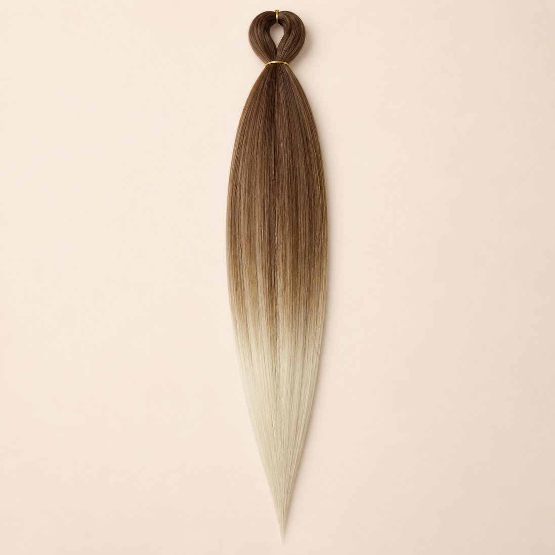 Easy Braid Kanekalon vlechthaar Bruin Ivoorblond Ombré, kleurcode 2-93, op lichtbeige achtergrond