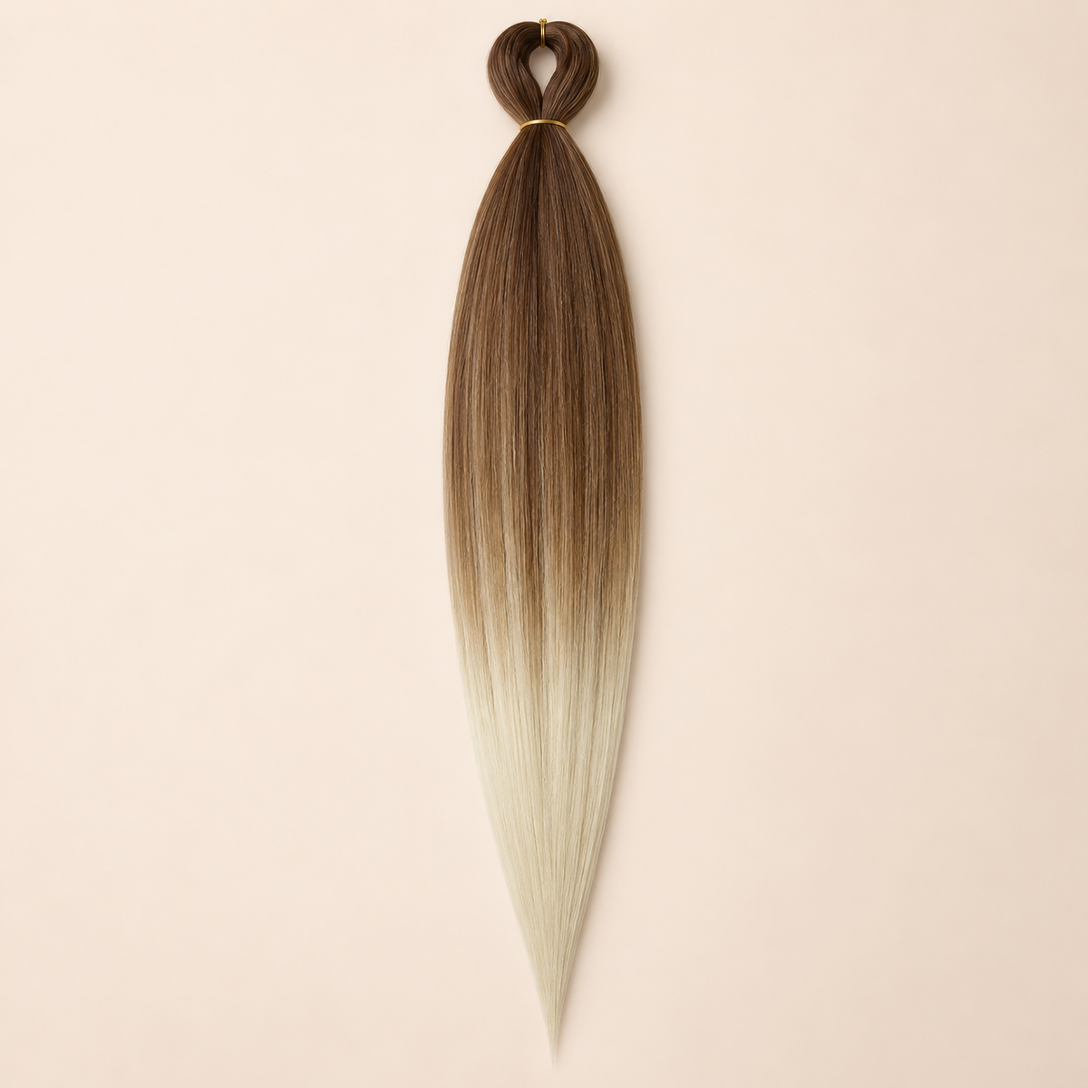 Easy Braid Kanekalon vlechthaar Bruin Ivoorblond Ombré, kleurcode 2-93, op lichtbeige achtergrond