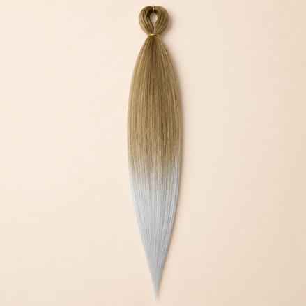 Easy Braid Kanekalon vlechthaar Taupe Grijs Ombré, kleurcode 2-97, op lichtbeige achtergrond