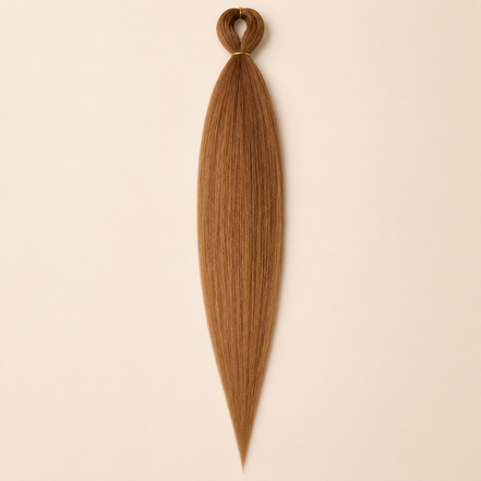 Easy Braid Kanekalon vlechthaar Ginger Koper, kleurcode 27, op lichtbeige achtergrond