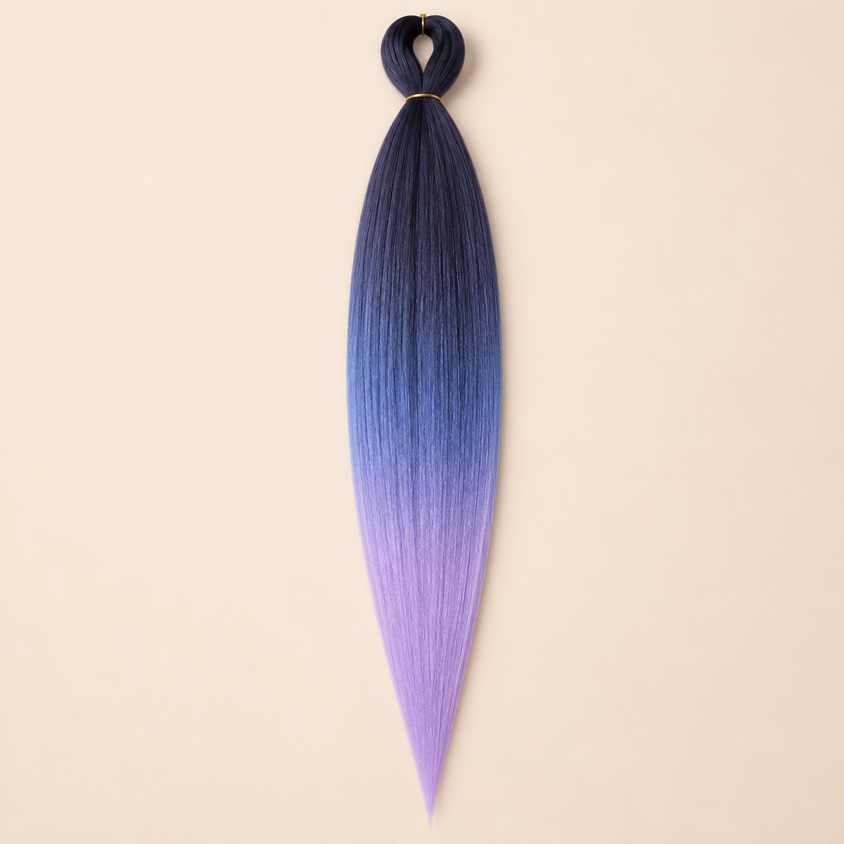 Easy Braid Kanekalon vlechthaar Donkerblauw Lavendel, kleurcode 3-042, op lichtbeige achtergrond