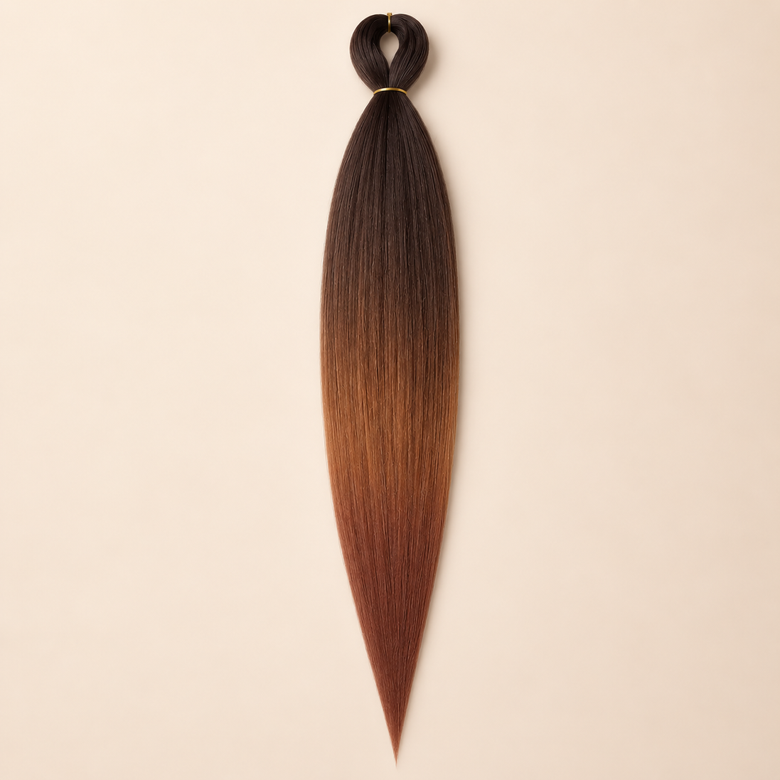 Easy Braid Kanekalon vlechthaar Donkerbruin Koper, kleurcode 3-053, op lichtbeige achtergrond
