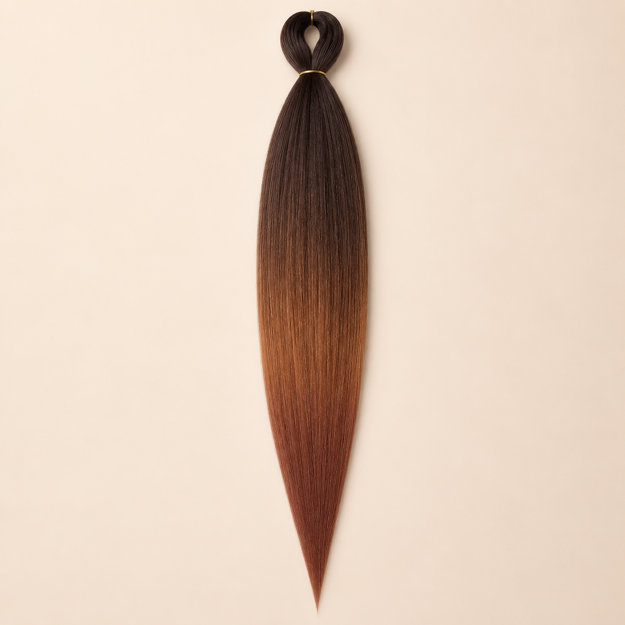 Easy Braid Kanekalon vlechthaar Donkerbruin Koper, kleurcode 3-053, op lichtbeige achtergrond