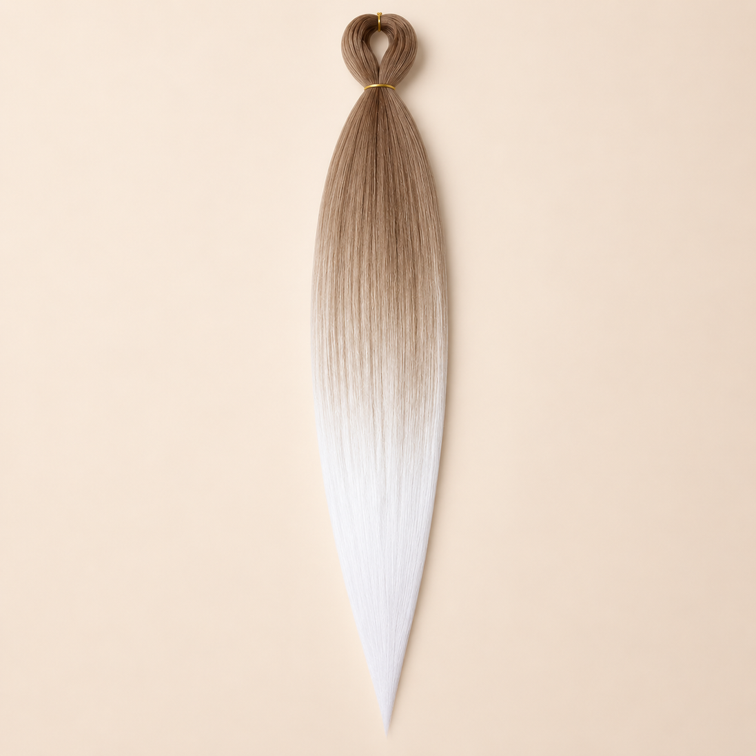 Easy Braid Kanekalon vlechthaar Bruin Blond Wit, kleurcode 3-100, op lichtbeige achtergrond