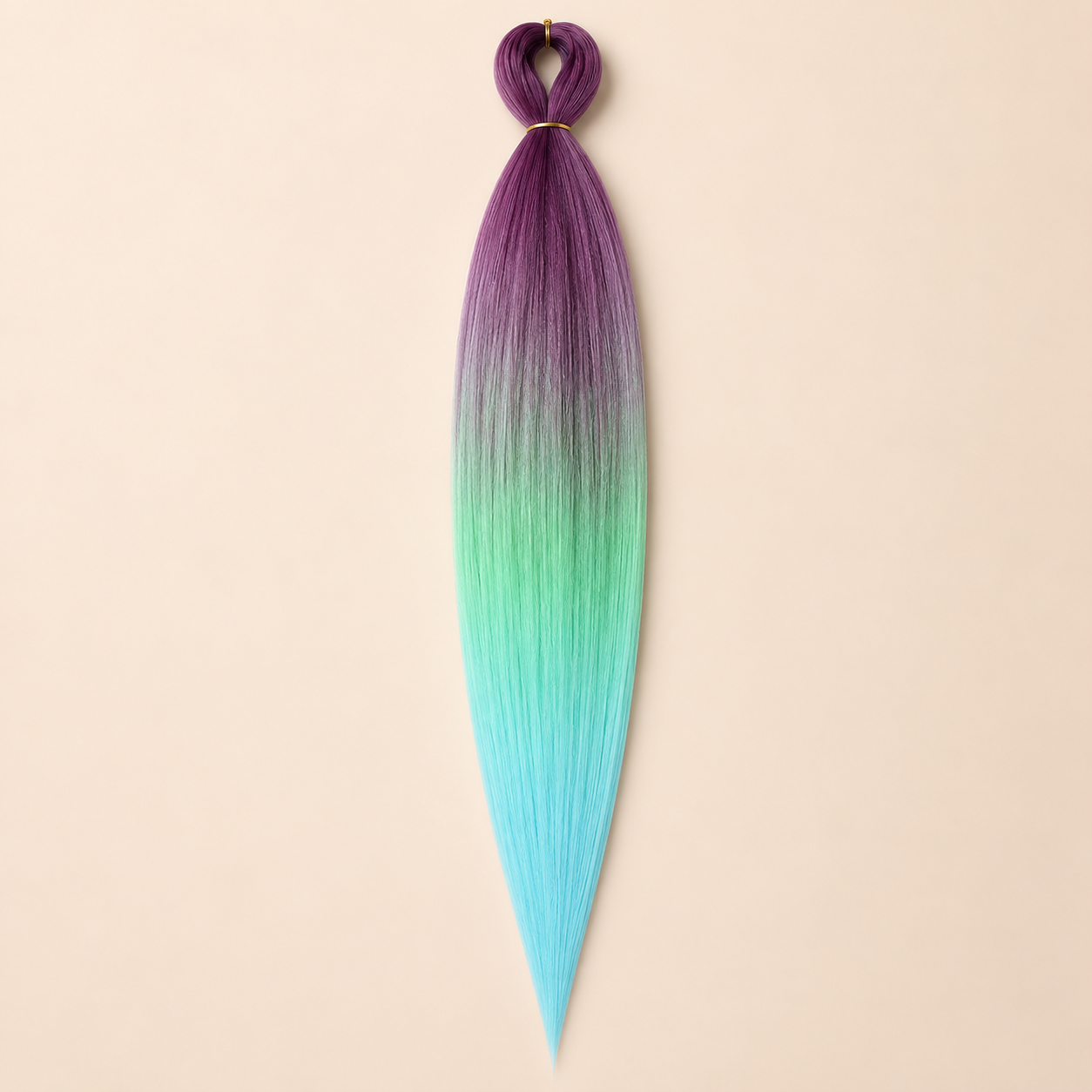 Easy Braid Kanekalon vlechthaar Hot Plum Groen Mint, kleurcode 3-110, op lichtbeige achtergrond