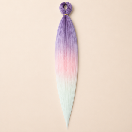 Easy Braid Kanekalon vlechthaar Lavendel Lichtroze Wit, kleurcode 3-113, op lichtbeige achtergrond