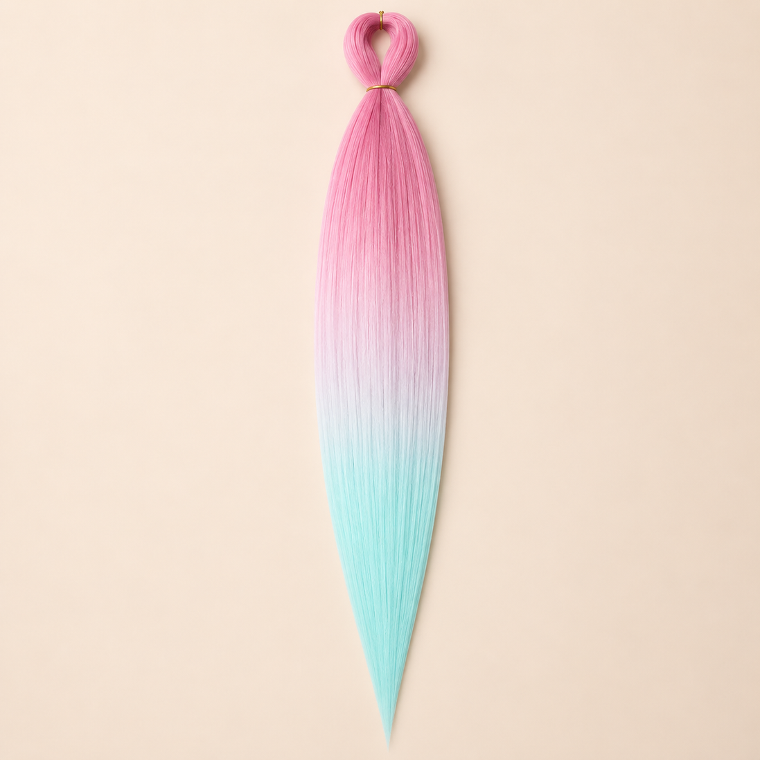 Easy Braid Kanekalon vlechthaar Roze Lichtroze Lichtmint, kleurcode 3-115, op lichtbeige achtergrond
