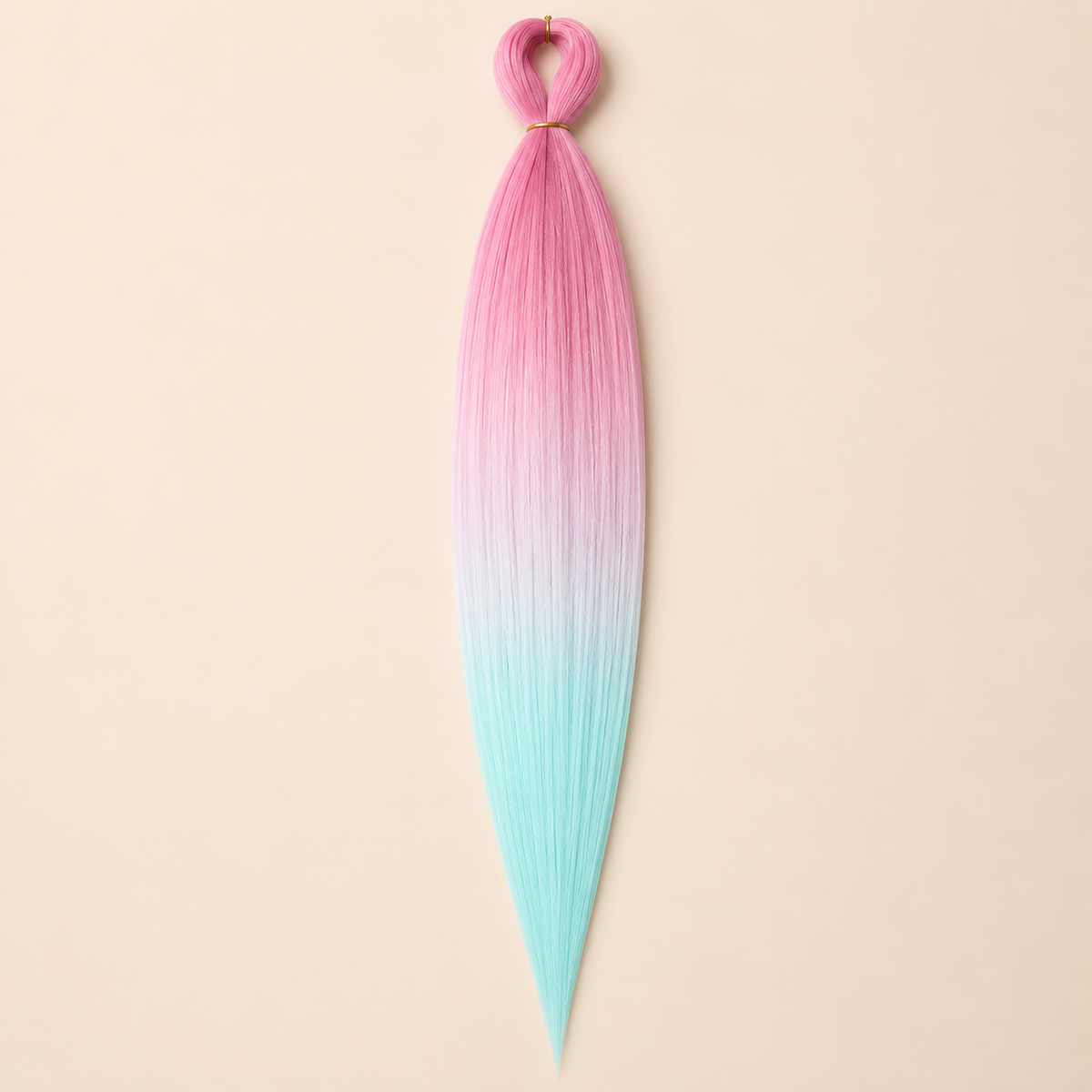 Easy Braid Kanekalon vlechthaar Roze Lichtroze Lichtmint, kleurcode 3-115, op lichtbeige achtergrond
