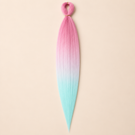 Easy Braid Kanekalon vlechthaar Roze Lichtroze Lichtmint, kleurcode 3-115, op lichtbeige achtergrond
