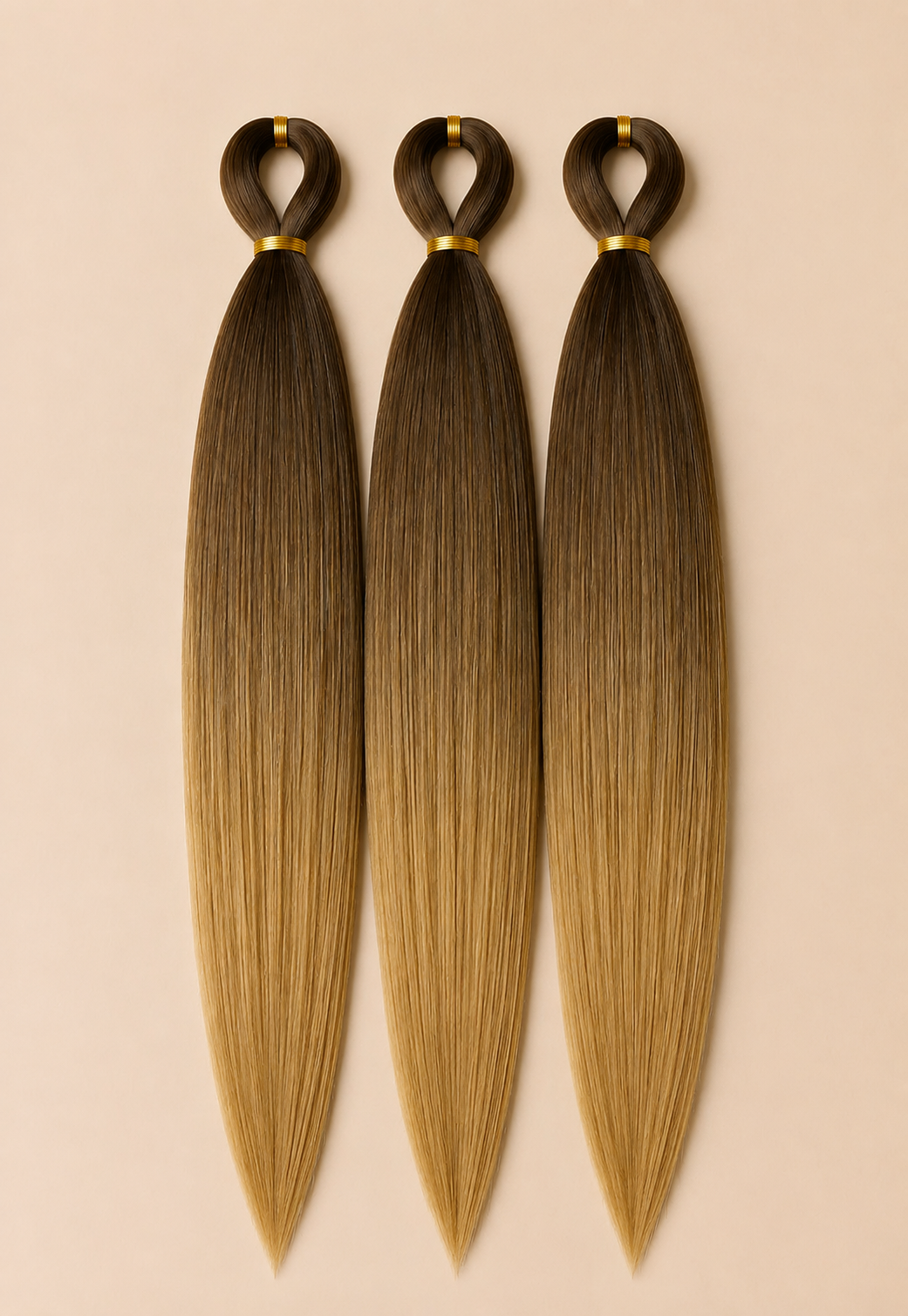 Donkerbruin naar goudblond BT4 27 3-in-1 kanekalon invlechthaar van 75 cm met drie pre-stretched bundels