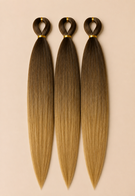Donkerbruin naar goudblond BT4 27 3-in-1 kanekalon invlechthaar van 75 cm met drie pre-stretched bundels
