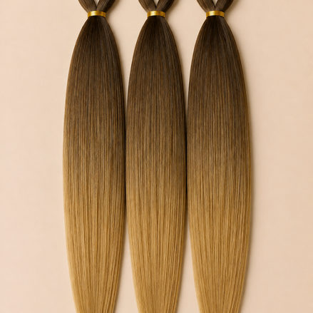 Donkerbruin naar goudblond BT4 27 3-in-1 kanekalon invlechthaar van 75 cm met drie pre-stretched bundels
