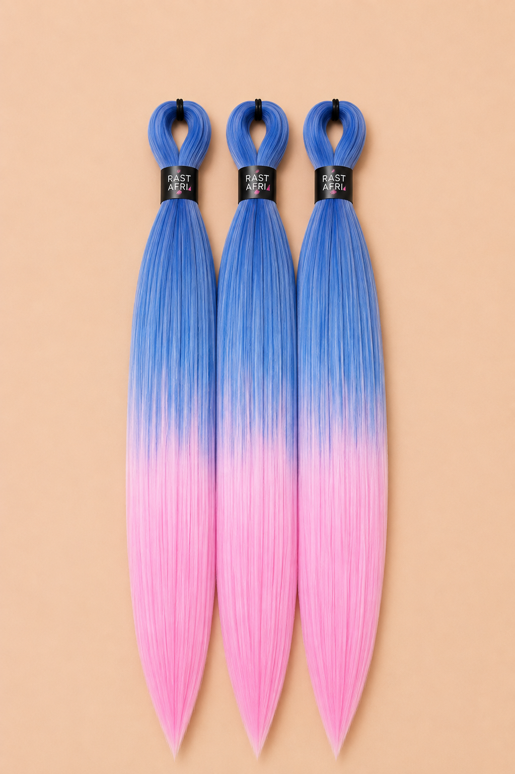 Easy Braid 3-in-1 invlechthaar blauw roze ombre set van 3 - De HaarBoetiek