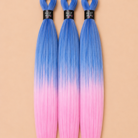 Easy Braid 3-in-1 invlechthaar blauw roze ombre set van 3 - De HaarBoetiek